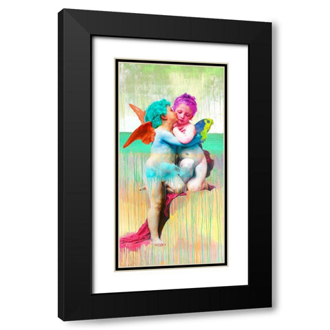 Bouguereau First Kiss 2.0 Black Modern Wood Framed Art Print with Double Matting by Eric, Chestier