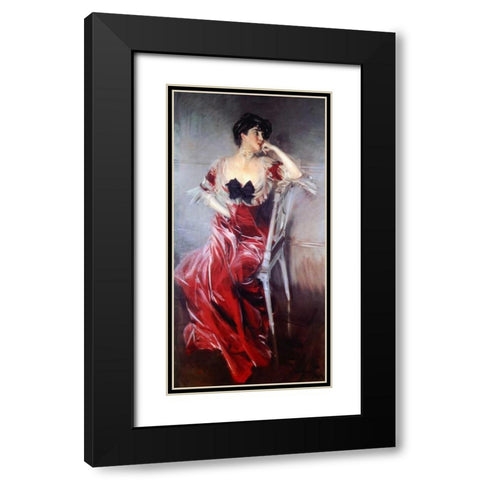 Miss Bell Black Modern Wood Framed Art Print with Double Matting by Boldini, Giovanni