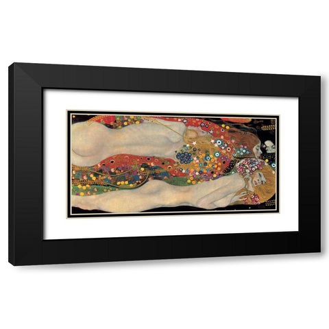 Sea Serpents Black Modern Wood Framed Art Print with Double Matting by Klimt, Gustav
