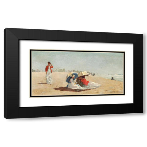 East Hampton Beach, Long Island Black Modern Wood Framed Art Print with Double Matting by Homer, Winslow