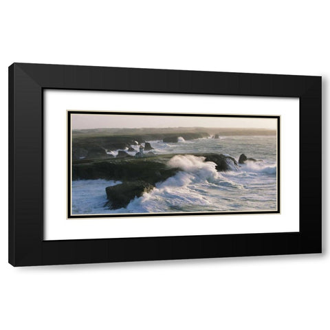 Phare des Poulains lors d’une tempete Black Modern Wood Framed Art Print with Double Matting by Guichard, Jean