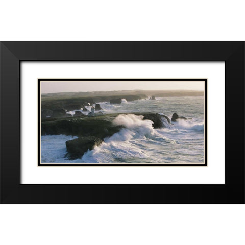 Phare des Poulains lors d’une tempete Black Modern Wood Framed Art Print with Double Matting by Guichard, Jean