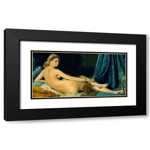Grande Odalisque Black Modern Wood Framed Art Print with Double Matting by Ingres, Jean-Auguste-Dominique