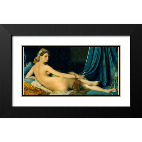 Grande Odalisque Black Modern Wood Framed Art Print with Double Matting by Ingres, Jean-Auguste-Dominique