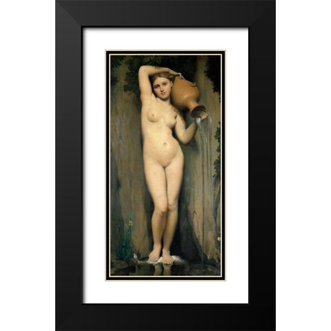 La source Black Modern Wood Framed Art Print with Double Matting by Ingres, Jean-Auguste-Dominique