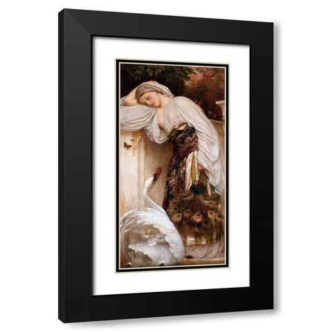 Odalisque Black Modern Wood Framed Art Print with Double Matting by Leighton, Frederic