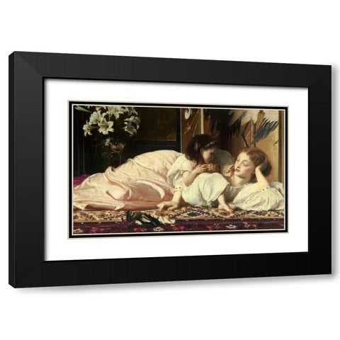 Mother and Child Black Modern Wood Framed Art Print with Double Matting by Leighton, Frederic
