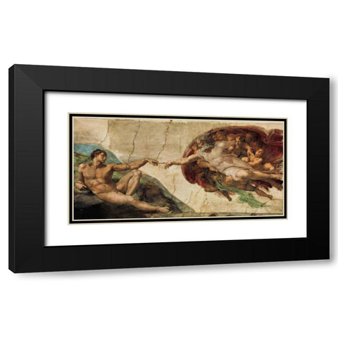 La creazione di Adamo Black Modern Wood Framed Art Print with Double Matting by Buonarroti, Michelangelo