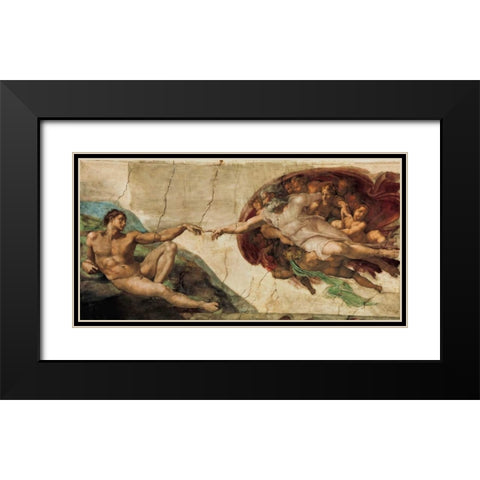La creazione di Adamo Black Modern Wood Framed Art Print with Double Matting by Buonarroti, Michelangelo
