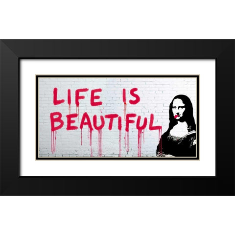 Life is beautiful Black Modern Wood Framed Art Print with Double Matting by Masterfunk Collective