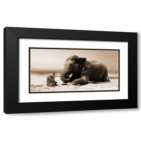 Praying by the River Black Modern Wood Framed Art Print with Double Matting by Moreau, Marc