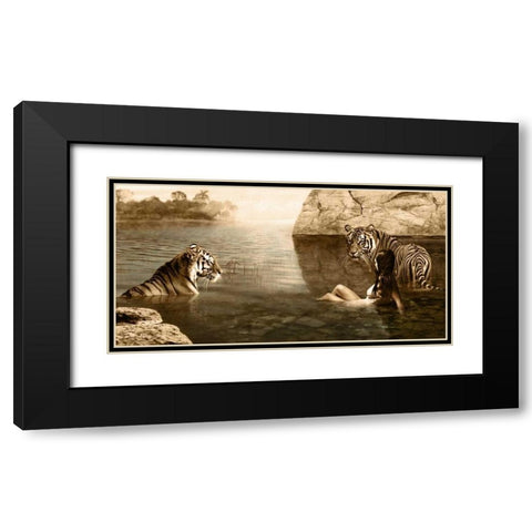 Embracing Beauty Black Modern Wood Framed Art Print with Double Matting by Moreau, Marc