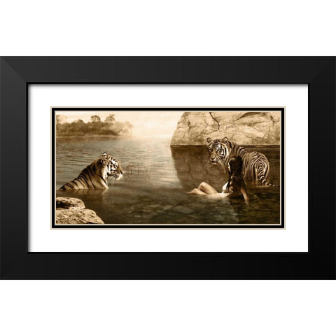 Embracing Beauty Black Modern Wood Framed Art Print with Double Matting by Moreau, Marc