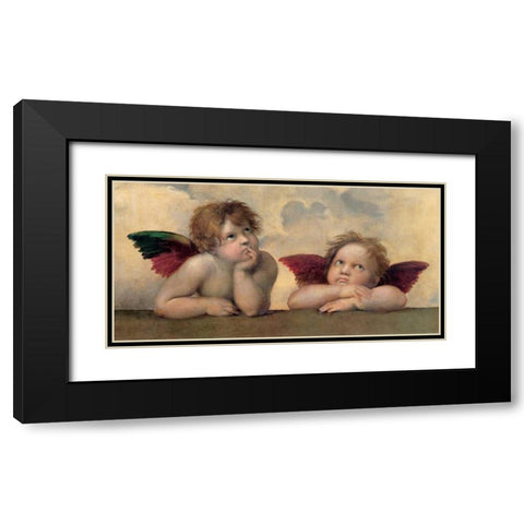 Angeli - Madonna Sistina Black Modern Wood Framed Art Print with Double Matting by Raffaello