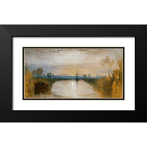 Chichester Canal Black Modern Wood Framed Art Print with Double Matting by Turner, William