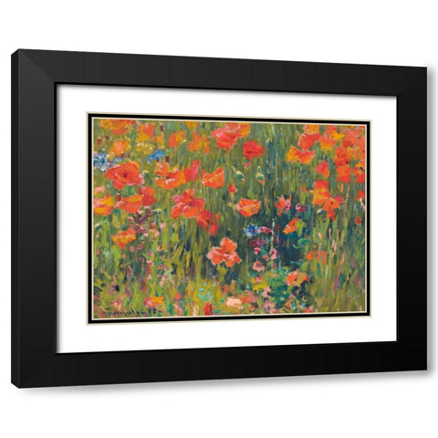 Poppies Black Modern Wood Framed Art Print with Double Matting by Vonnoh, Robert William