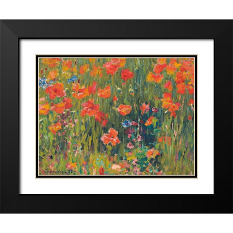 Poppies Black Modern Wood Framed Art Print with Double Matting by Vonnoh, Robert William