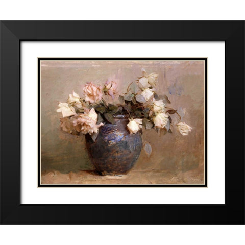 Roses Black Modern Wood Framed Art Print with Double Matting by Thayer, Abbott Handerson