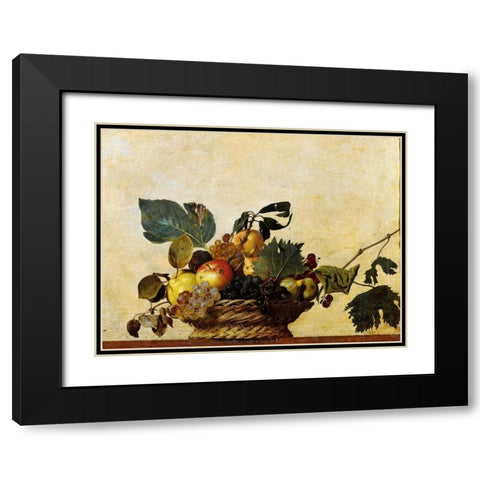 Canestra di frutta Black Modern Wood Framed Art Print with Double Matting by Caravaggio