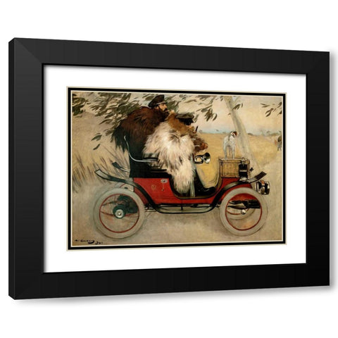 Ramon Casas and Pere Romeu in an Automobile Black Modern Wood Framed Art Print with Double Matting by Casas, Ramon