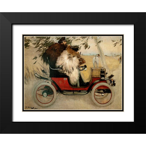 Ramon Casas and Pere Romeu in an Automobile Black Modern Wood Framed Art Print with Double Matting by Casas, Ramon