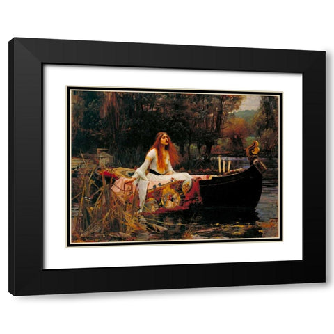 The Lady of Shalott Black Modern Wood Framed Art Print with Double Matting by Waterhouse, John William