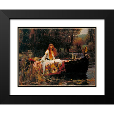The Lady of Shalott Black Modern Wood Framed Art Print with Double Matting by Waterhouse, John William