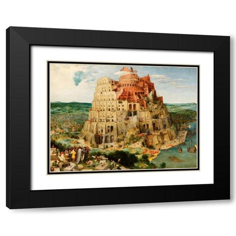 The Tower of Babel  Black Modern Wood Framed Art Print with Double Matting by Bruegel the Elder, Pieter
