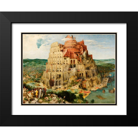 The Tower of Babel  Black Modern Wood Framed Art Print with Double Matting by Bruegel the Elder, Pieter