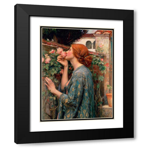 The Soul of the Rose Black Modern Wood Framed Art Print with Double Matting by Waterhouse, John William