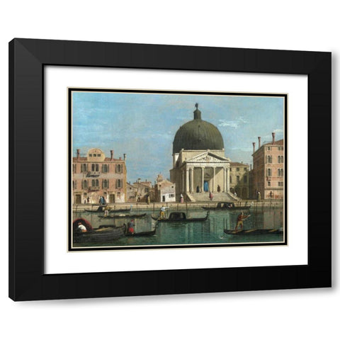Venice Black Modern Wood Framed Art Print with Double Matting by Follower of Canaletto