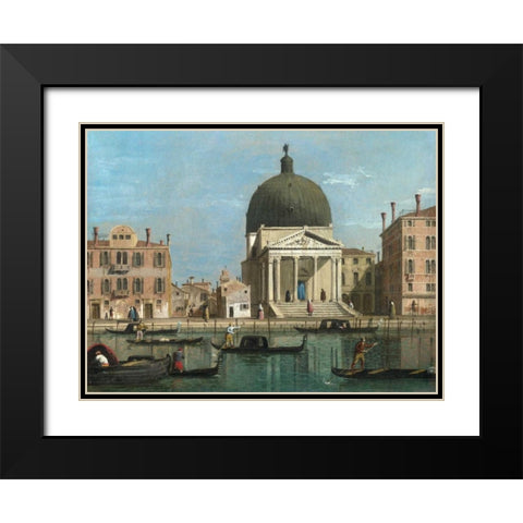 Venice Black Modern Wood Framed Art Print with Double Matting by Follower of Canaletto