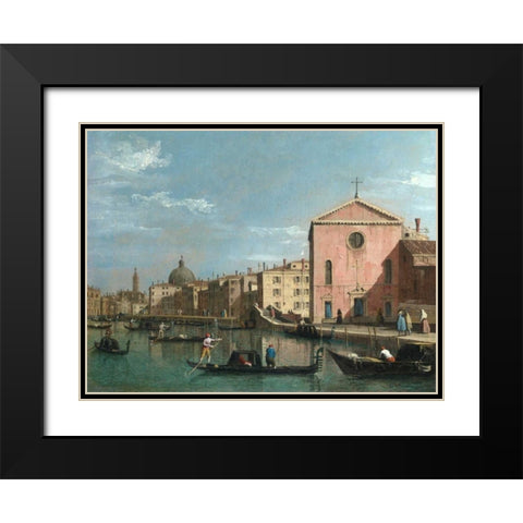The Grand Canal facing Santa Croce, Venice Black Modern Wood Framed Art Print with Double Matting by Follower of Canaletto