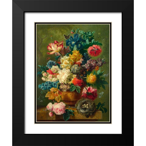 Composition of Flowers in a Vase Black Modern Wood Framed Art Print with Double Matting by Bosschaert the Elder, Ambrosius