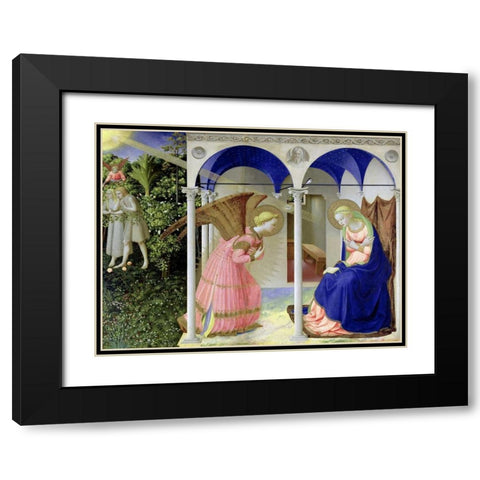 The Annunciation  Black Modern Wood Framed Art Print with Double Matting by Beato Angelico