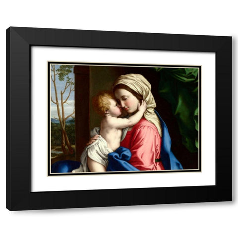 The Virgin and Child embracing (detail) Black Modern Wood Framed Art Print with Double Matting by Sassoferrato