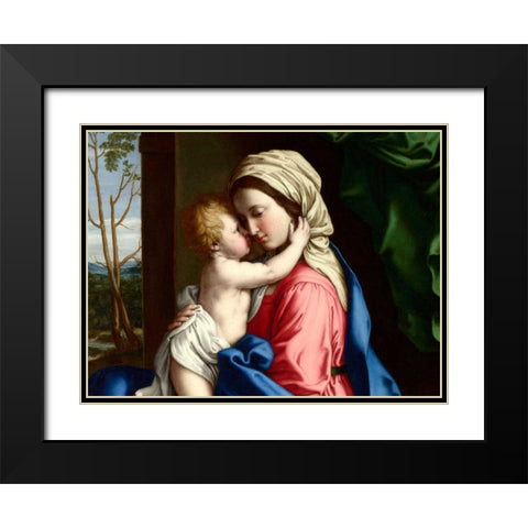 The Virgin and Child embracing (detail) Black Modern Wood Framed Art Print with Double Matting by Sassoferrato