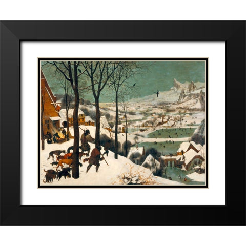 Hunters in the Snow (Winter) Black Modern Wood Framed Art Print with Double Matting by Bruegel the Elder, Pieter