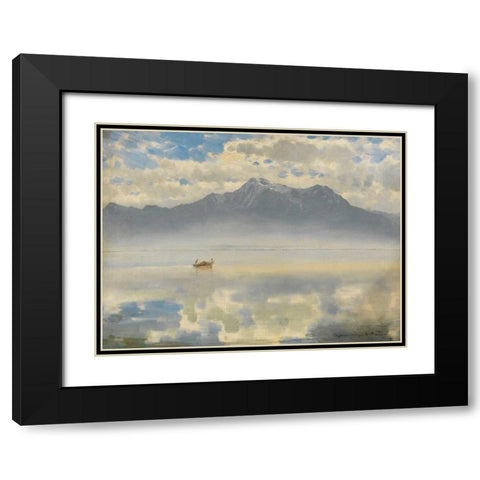 Chiemseespiegel Black Modern Wood Framed Art Print with Double Matting by Wopfner, Joseph