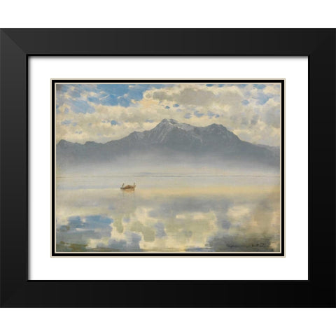 Chiemseespiegel Black Modern Wood Framed Art Print with Double Matting by Wopfner, Joseph