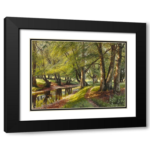 A summer day in the forest Black Modern Wood Framed Art Print with Double Matting by Monsted, Peder Mork