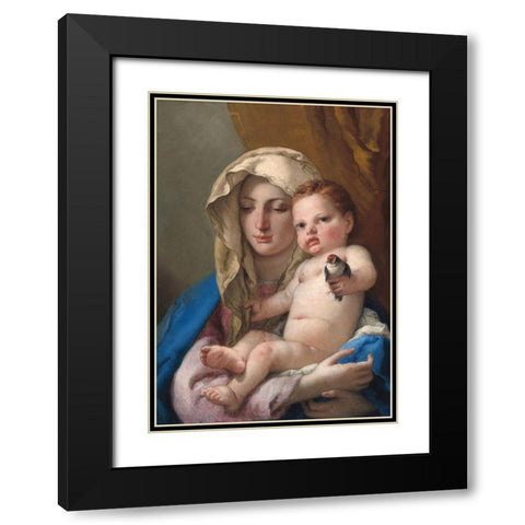 Madonna of the goldfinch Black Modern Wood Framed Art Print with Double Matting by Tiepolo, Giovanni Battista
