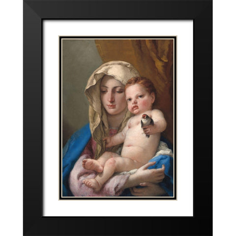 Madonna of the goldfinch Black Modern Wood Framed Art Print with Double Matting by Tiepolo, Giovanni Battista