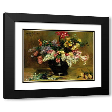 Amaryllis, Lilac and Tulips Black Modern Wood Framed Art Print with Double Matting by Berneker, Louis F.