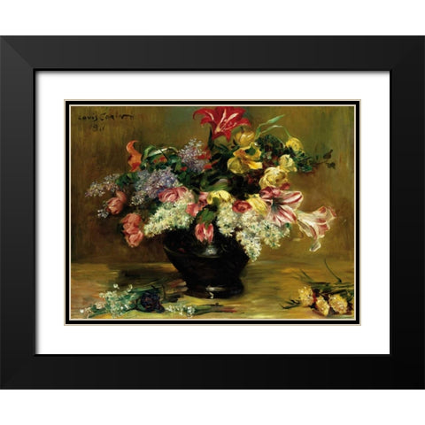 Amaryllis, Lilac and Tulips Black Modern Wood Framed Art Print with Double Matting by Berneker, Louis F.