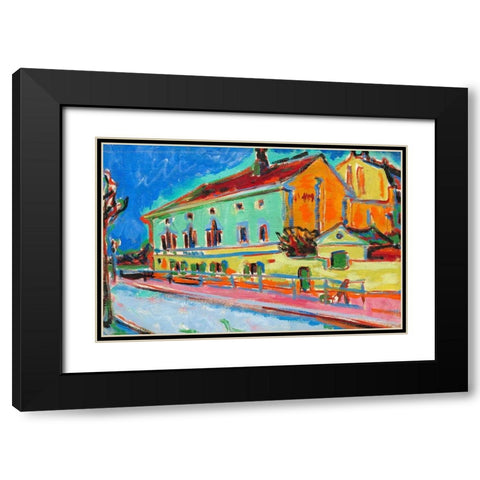 Dance Hall Bellevue Black Modern Wood Framed Art Print with Double Matting by Kirchner, Ernst Ludwig
