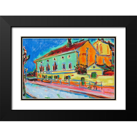 Dance Hall Bellevue Black Modern Wood Framed Art Print with Double Matting by Kirchner, Ernst Ludwig