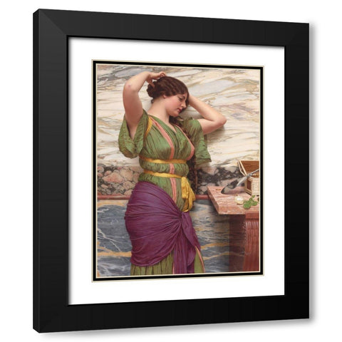A Fair Reflection Black Modern Wood Framed Art Print with Double Matting by Godward, John William