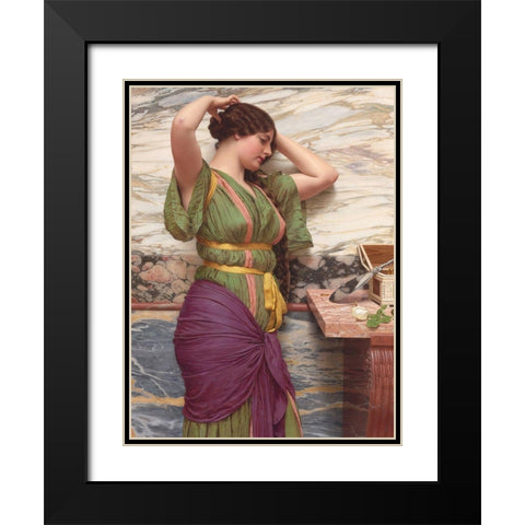 A Fair Reflection Black Modern Wood Framed Art Print with Double Matting by Godward, John William