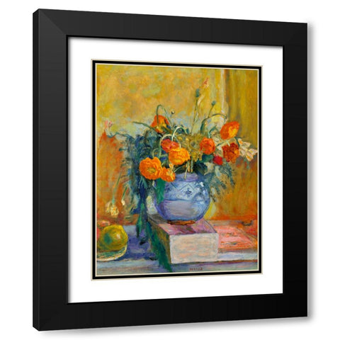 Renoncules au vase bleu Black Modern Wood Framed Art Print with Double Matting by Bonnard, Pierre